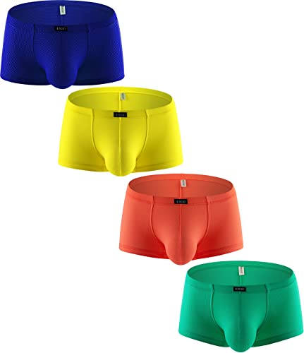 iKingsky Herren Beutel Retroshorts Unterwäsche Weich Boxershorts Sexy Niedrigen Taillen Ausbuchtung Unterhose für Männer (X-Large, 4er Pack) von iKingsky