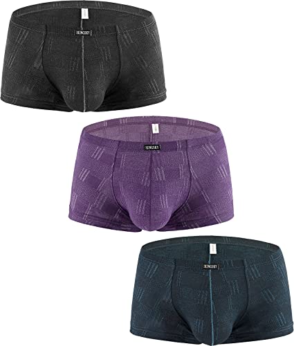 iKingsky Herren Boxershorts mit Ausbuchtung sexy Niedrigen Taillen Trunks Unterhose Retroshorts für Männer (Mittel, 3er Pack) von iKingsky