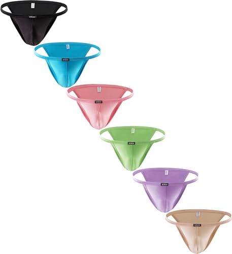 iKingsky Herren Cheeky Slips Atmungsaktiv Halber Schlupf Unterwäsche Brasilianische Rücken Herren Unterwäsche Unterhose fur Männer (Medium, 6er Pack) von iKingsky