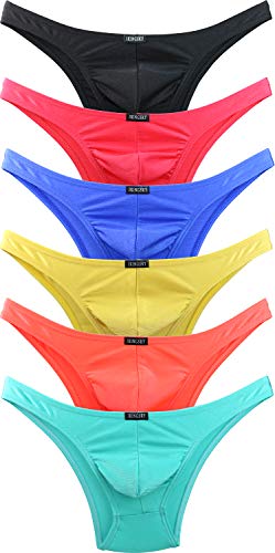 iKingsky Herren Cheeky Slips Ausbuchtung Unterwäsche mit Halbem Rücken Sexy Aiedrigen Taillen Männer Unterhose (Large, 6er Pack) von iKingsky