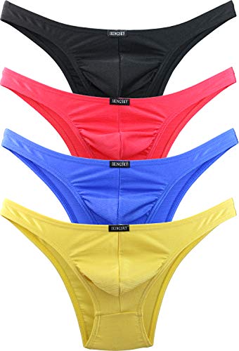 iKingsky Herren Cheeky Slips Ausbuchtung Unterwäsche mit Halbem Rücken Sexy Aiedrigen Taillen Männer Unterhose (Medium, 4er Pack) von iKingsky