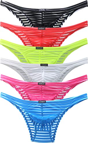 iKingsky Herren Cheeky Slips Durchschauen Ausbuchtung Unterwäsche Aiedrigen Taillen Männer Unterhose (X-Large, 6er Pack) von iKingsky