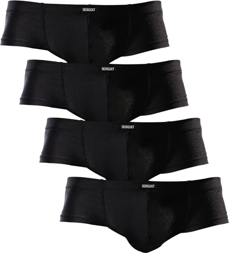 iKingsky Herren Cheeky Tanga Männer Unterwäsche Retroshorts mit Halbem Rücken Sexy Unterhose (Medium, Schwarz-4er Pack) von iKingsky