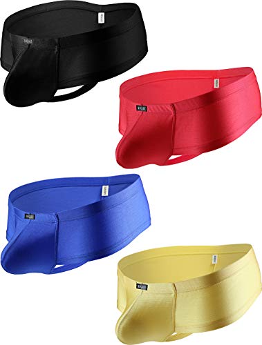 iKingsky Herren Cheeky Tanga Männer Unterwäsche Retroshorts mit Halbem Rücken Sexy Unterhose (Small, 4er Pack) von iKingsky