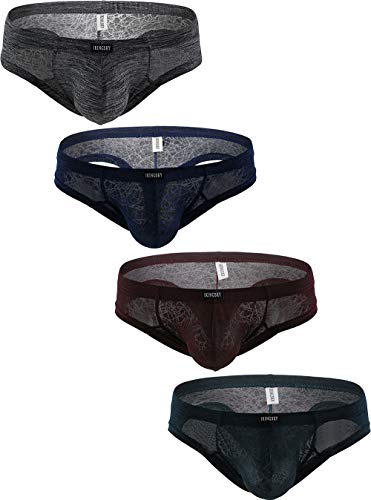 iKingsky Herren Cheeky Tanga Männer Unterwäsche mit Halber Abdeckung Sexy Ausbuchtung Unterhose (Large, 4er Pack) von iKingsky