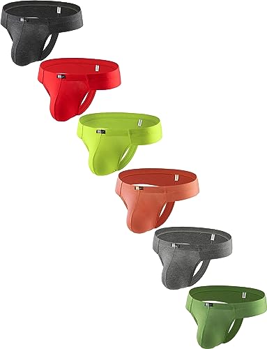 iKingsky Herren Freche Modal Tanga Sexy Brasilianische Rückenunterwäsche für Männer Pouch String Unterhose (Groß, 6er Pack) von iKingsky