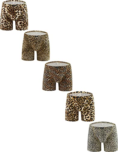 iKingsky Herren Langbeinige Leopardenstämme Ausbuchtung Unterwäsche Sexy Uiedrigen Taillen Unterhose fur Männer (Mittel, 5er Pack) von iKingsky