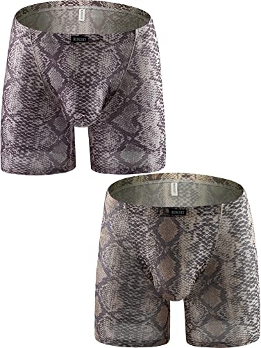 iKingsky Herren Langbeinige Schlangenhautmuster Ausbuchtung Unterwäsche Sexy Uiedrigen Taillen Unterhose fur Männer (X-Large, 2er Pack) von iKingsky