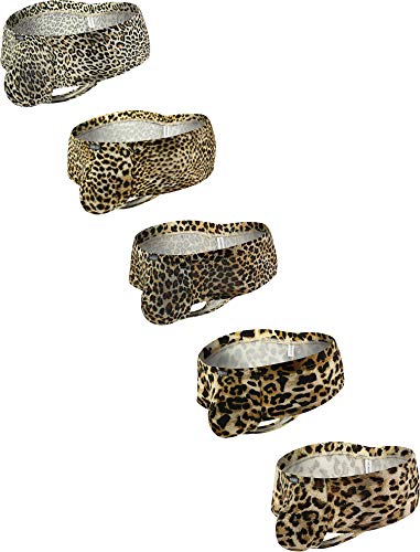 iKingsky Herren Leopard Cheeky Tanga Männer Unterwäsche Retroshorts mit Halbem Rücken Sexy Pouch Unterhose (Small, 5er Pack) von iKingsky