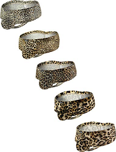 iKingsky Herren Leopard Cheeky Tanga Männer Unterwäsche Retroshorts mit Halbem Rücken Sexy Pouch Unterhose (X-Large, 5er Pack) von iKingsky