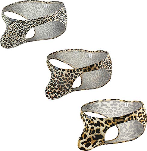 iKingsky Herren Leopard Slips mit Großem Beutel Sexy Ausbuchtung Unterwäsche Aiedrigen Taillen Unterhose fur Männer (Large, 3er Pack) von iKingsky