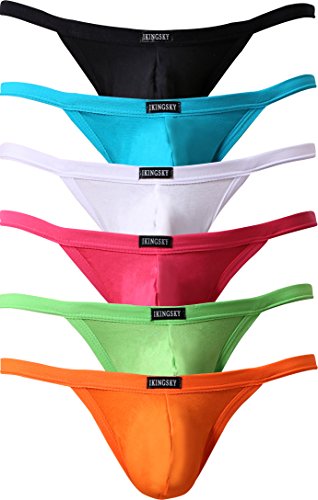 iKingsky Herren Strings Modal Y-Back Männer Unterwäsche Tanga Sexy Aiedrigen Taillen Unterhose (X-Large, 6er Pack) von iKingsky
