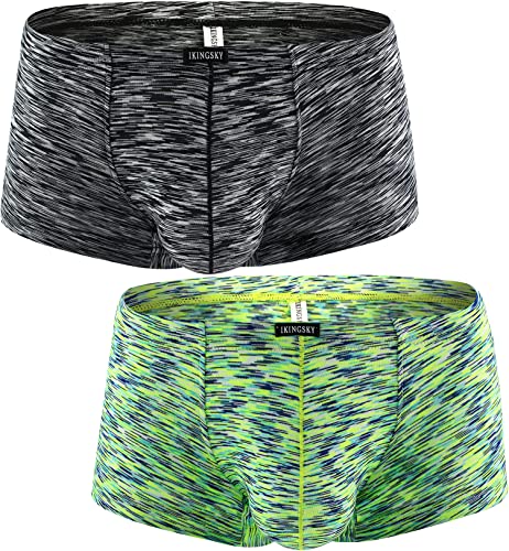 iKingsky Herren Pouch Retroshorts Ausbuchtung Unterhose fur Männer Sexy Aiedrigen Taillen Unterwäsche (Medium, 2er Pack) von iKingsky