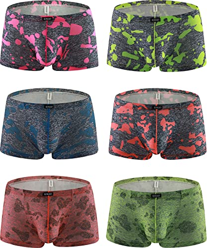 iKingsky Herren Retroshorts Ausbuchtung Unterwäsche Sexy Uiedrigen Taillen Tarnung Unterhose fur Männer (XX-Large, 6er Pack) von iKingsky