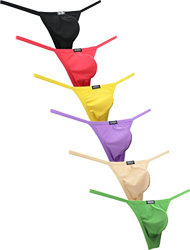 iKingsky Herren Strings Aiedrigen Taillen T-Back Männer Unterwäsche Tanga Sexy Ausbuchtung Unterhose (Medium, 6er Pack) von iKingsky