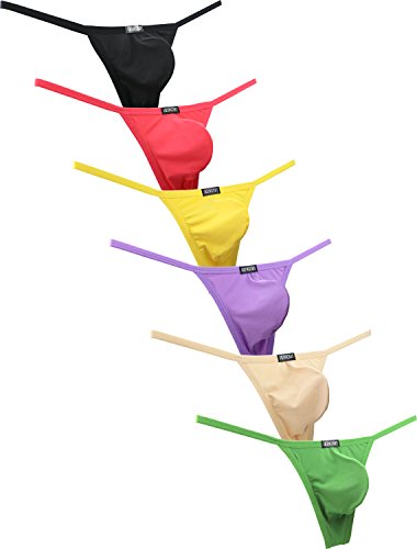 iKingsky Herren Strings Aiedrigen Taillen T-Back Männer Unterwäsche Tanga Sexy Ausbuchtung Unterhose (X-Large, 6er Pack) von iKingsky