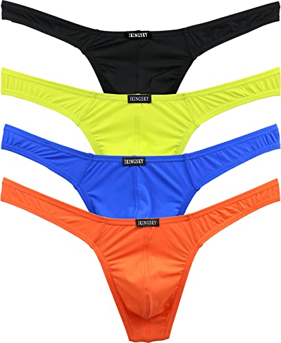iKingsky Herren Strings Aiedrigen Taillen T-Back Männer Unterwäsche Tanga Sexy Unterhose (Small, 4er Pack) von iKingsky