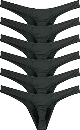 iKingsky Herren Strings T-Back Männer Unterwäsche Tanga Sexy Aiedrigen Taillen Unterhose (X-Large, Schwarz-6er Pack) von iKingsky