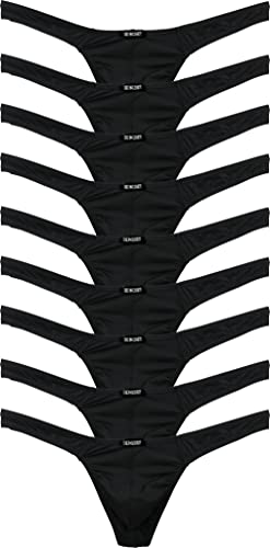 iKingsky Herren Strings T-Back Männer Unterwäsche Tanga Sexy Unterhose (Small, Schwarz-9er Pack) von iKingsky
