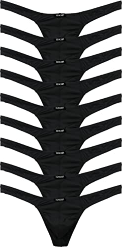 iKingsky Herren Strings T-Back Männer Unterwäsche Tanga Sexy Unterhose (X-Large, Schwarz-9er Pack) von iKingsky