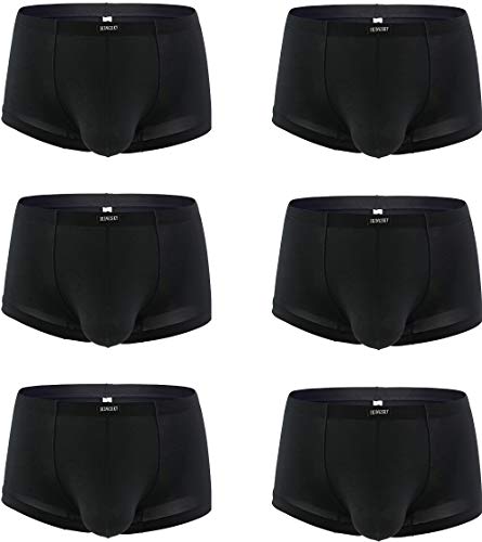 iKingsky Leichtes Herren Retroshorts Strecken Ausbuchtung Unterwäsche fur Männer Sexy Aiedrigen Taillen Unterhose (Large, Schwarz-6er Pack) von iKingsky