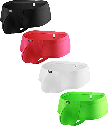 iKingsky Modal Freche Boxershorts für Männer Sexy Brasilianische Rückenunterwäsche Niedrigen Taillen Pouch Tanga Unterhose (X-Large, 4er Pack) von iKingsky
