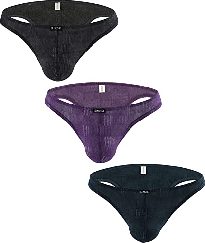 iKingsky Sexy Brasilianischer Rücken Slips Halb Zurück Bikini-Unterwäsche Niedrigen Taillen Unterhose Hüft-Slips für Männer (Klein, 3er Pack) von iKingsky