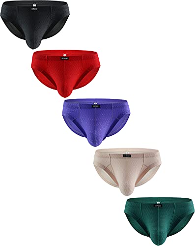 iKingsky Streifen Herren Slips mit Großer Beutel Sexy Ausbuchtung Unterwäsche Aiedrigen Taillen Weich Unterhose fur Männer (Small, 5er Pack) von iKingsky