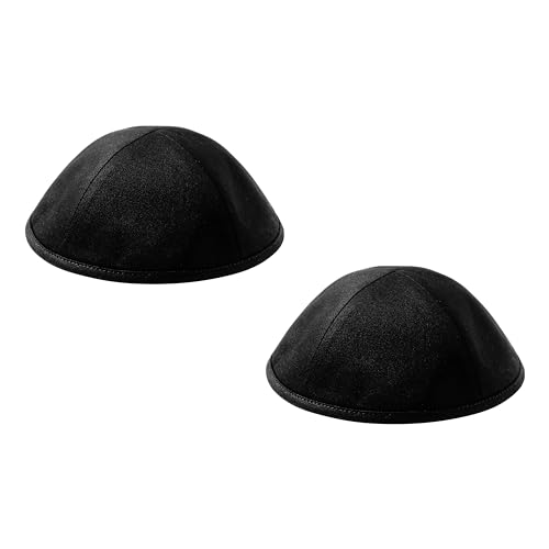 iKIPPAH 3er Pack Baumwolle 4-teilig Yarmulke mit Rand (Größen 4-6), Schwarz, 4 von iKippah