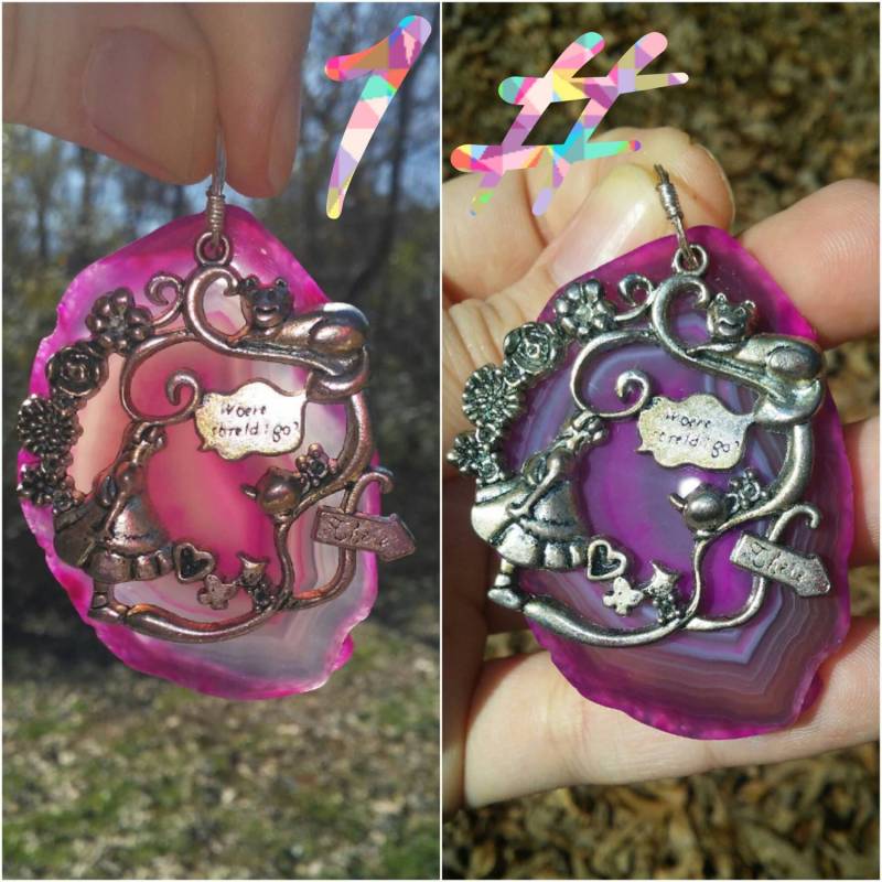 Alice Im Wunderland Kristall Geode Anhänger Halskette. 5 Verschiedene Steine Zur Auswahl von iLLstyles