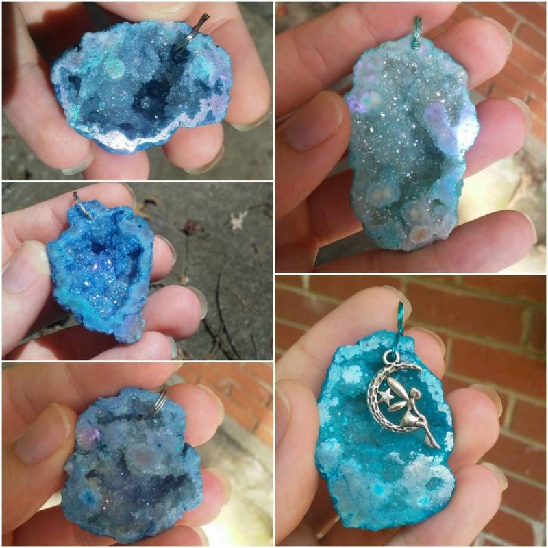 Blaue Geode Druzy Quarz Kristall Anhänger Halskette. 5 Verschiedene Stile Zur Auswahl von iLLstyles