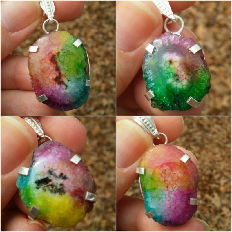 Bunte Druzy Geode Kristall Quarz Anhänger Halskette von iLLstyles