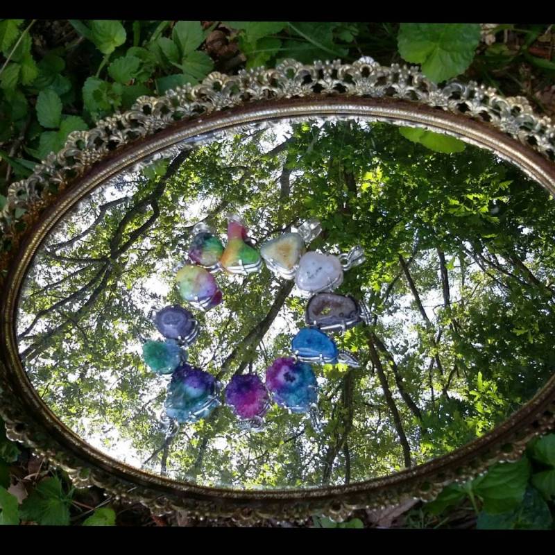 Bunter Solar Quarz, Silber Anhänger Halskette, 4 Styles Zur Auswahl von iLLstyles