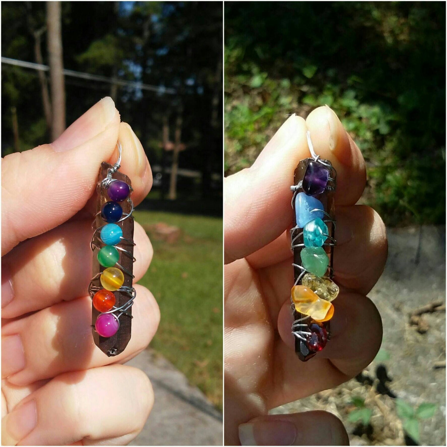 Chakra-Kristall-Chips Oder Achat Perlen, Mit Natürlichen Rauchigen Citrin Bergkristall Punkt Heilung. 2 Verschiedene Arten Zur Auswahl von iLLstyles