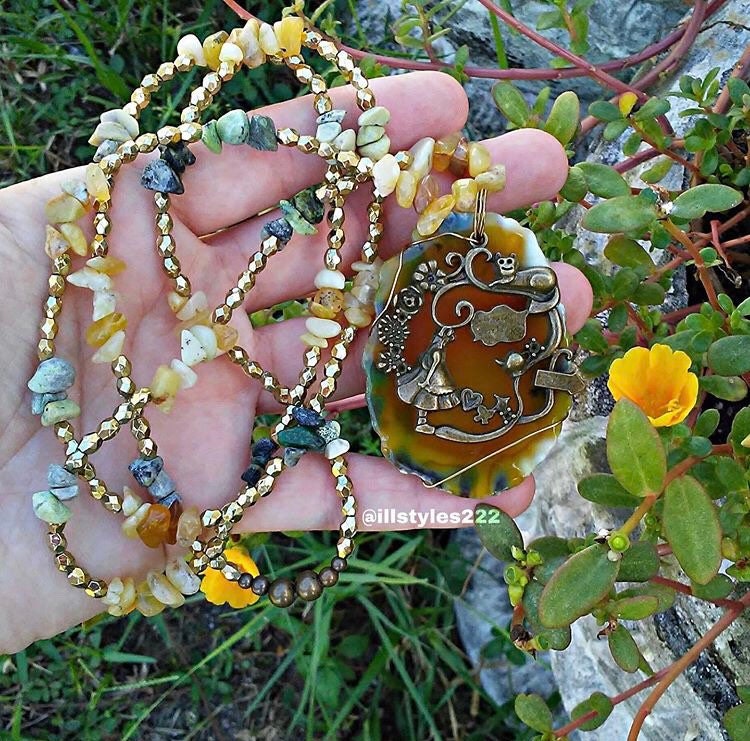 Einzigartige, Ein Von Einer Art, Achat Kristall, Alice Im Wunderland Anhänger Halskette. 9 Verschiedene Zur Auswahl von iLLstyles