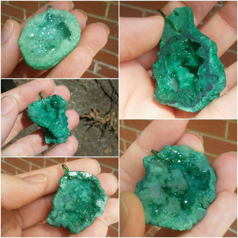 Grüne Geode Druzy Quarz Kristall Anhänger Halskette. 5 Verschiedene Stile Zur Auswahl von iLLstyles