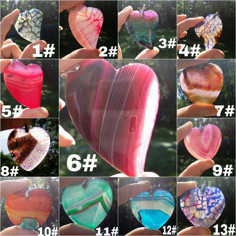 Herzachat Anhänger Halskette, 17 Verschiedene Farben Und Stile Zur Auswahl Herzachat Anhänger Halskette, 17 Verschiedene Farben Und Stile Zur Auswahl von iLLstyles