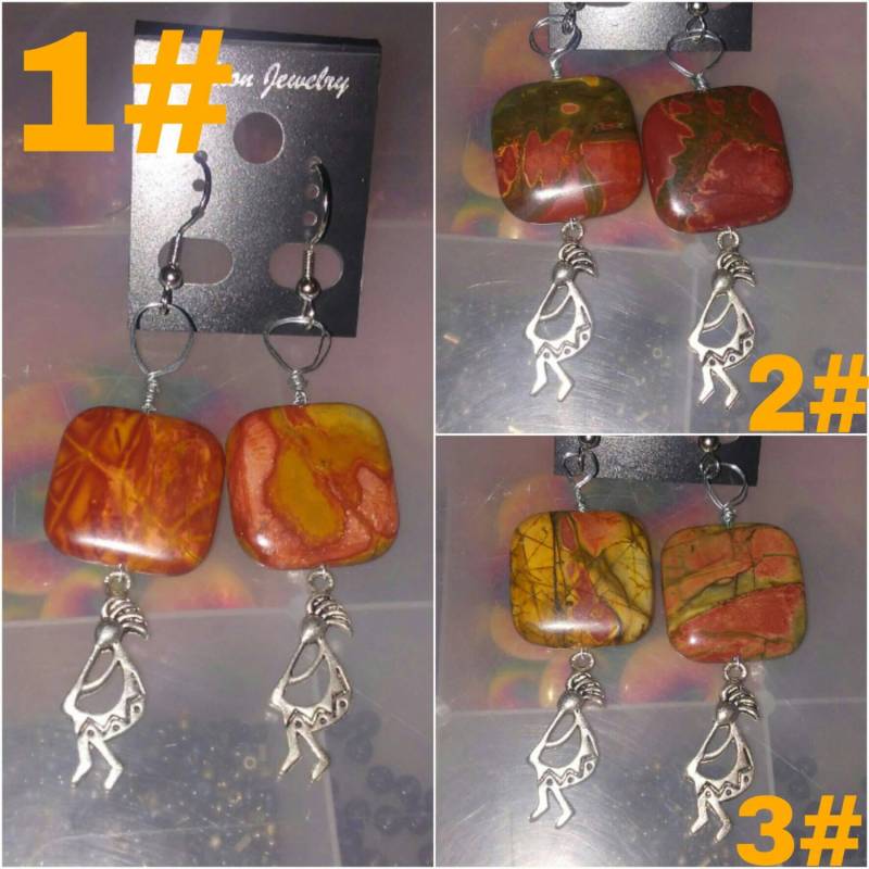 Kokopelli Mit Jaspis Stein Ohrringe. 6 Verschiedene Stile Zur Auswahl von iLLstyles