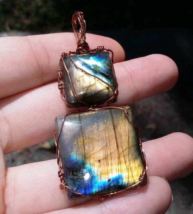 Labradorit Wire Wrap Anhänger Halskette von iLLstyles