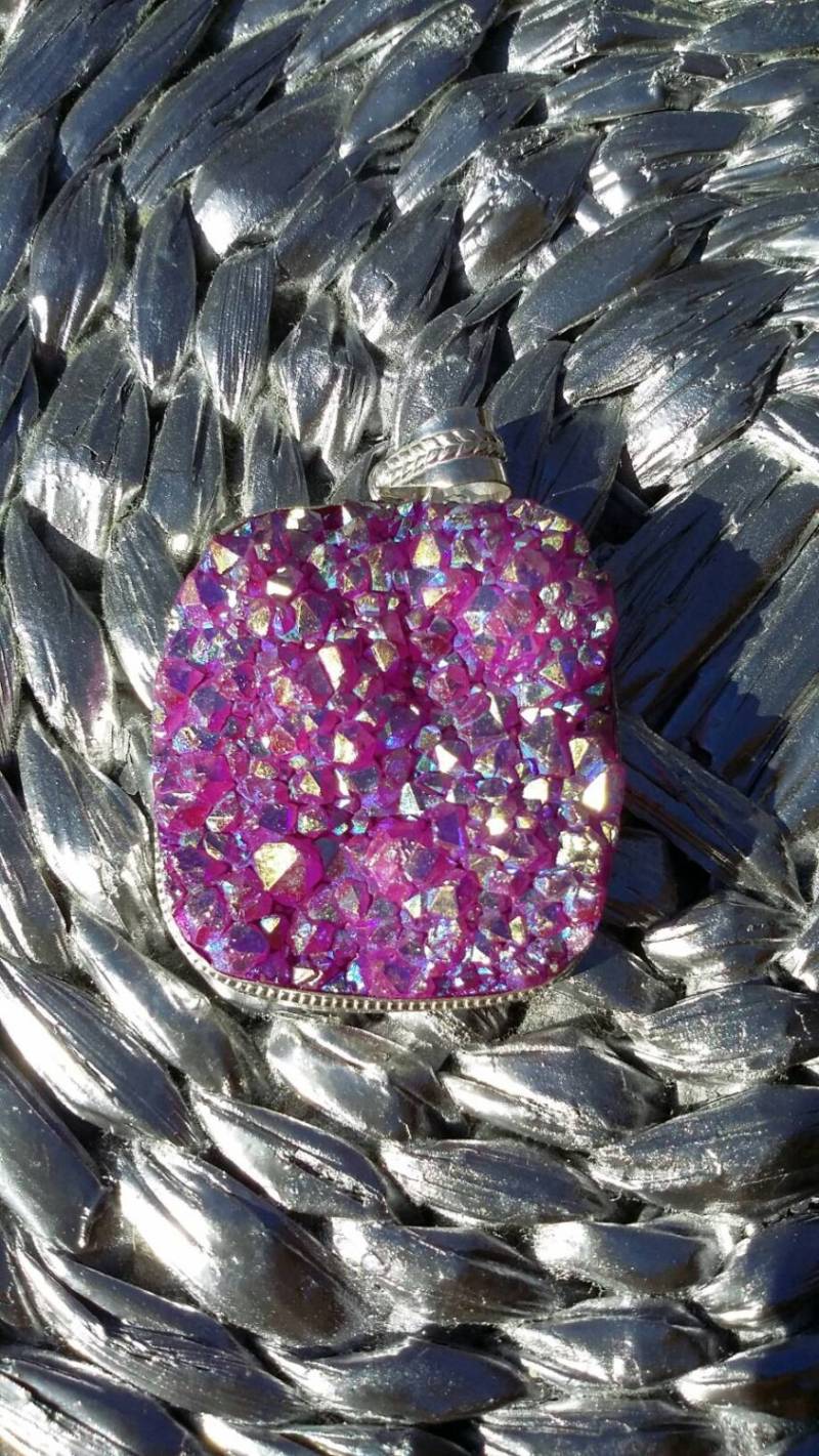 Pink, Titan, Druzy, Silber, Anhänger, Halskette Pink, Titan, Druzy, Silber, Anhänger, Halskette von iLLstyles