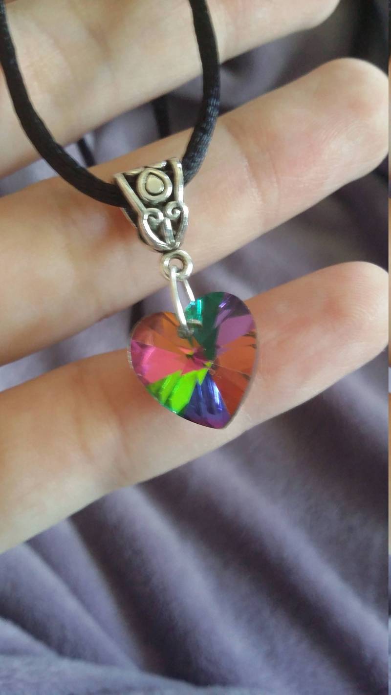 Regenbogen Strass Herz Anhänger Halskette von iLLstyles