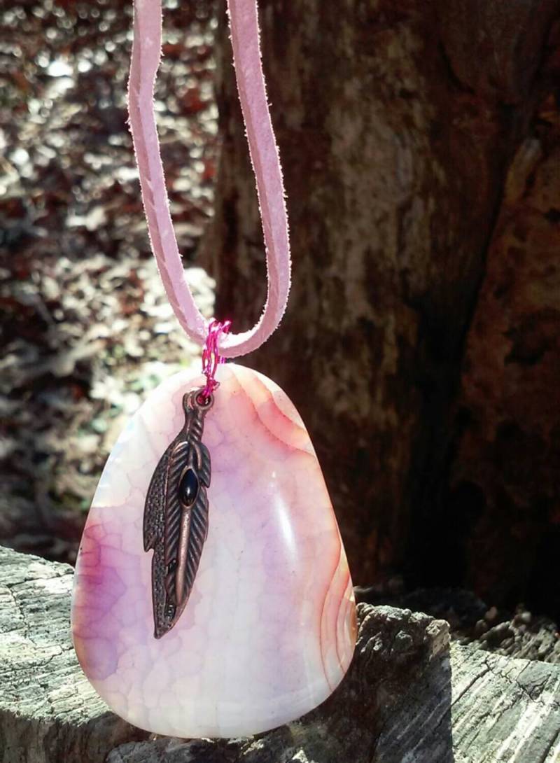 Rosa Geode Achat Anhänger Halskette Rosa Geode Achat Anhänger Halskette von iLLstyles