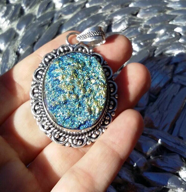 Titan Druzy, Silber Anhänger Halskette von iLLstyles