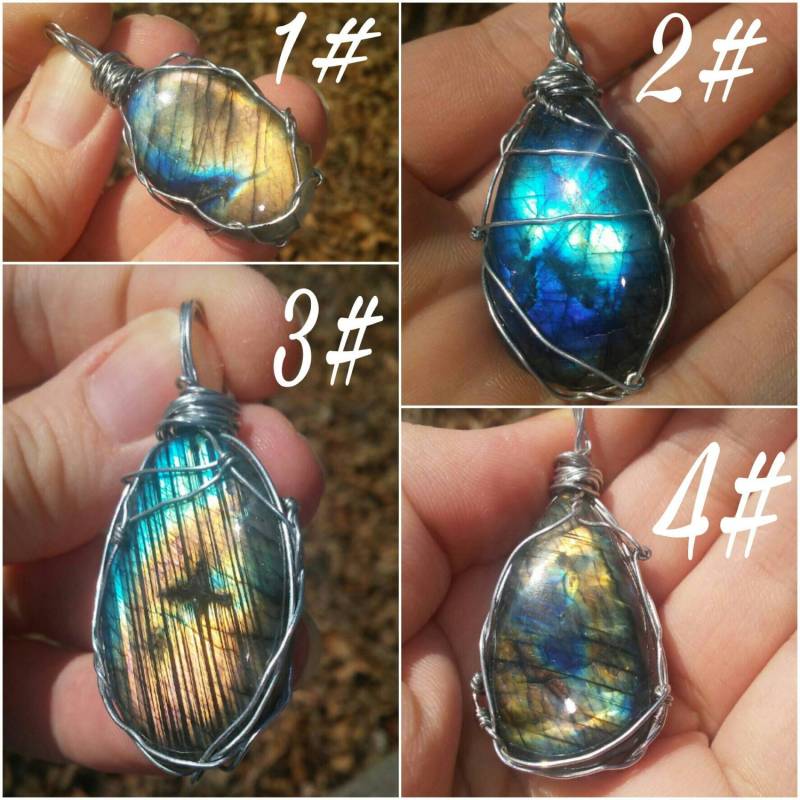 Wunderschöne Einzigartige Halskette Mit Labradorit Anhänger. 4 Verschiedene Sorten Zur Auswahl von iLLstyles