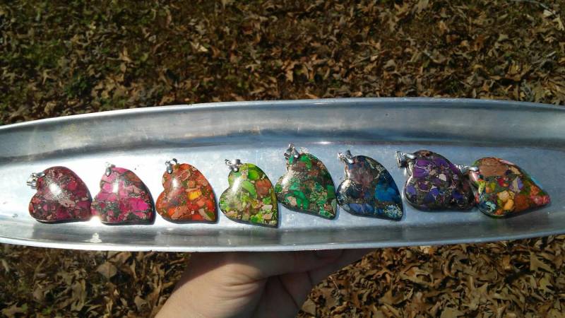 Wunderschöne Herz Seesediment Jaspis Stein Anhänger Halskette. 8 Verschiedene Farben Zur Auswahl von iLLstyles