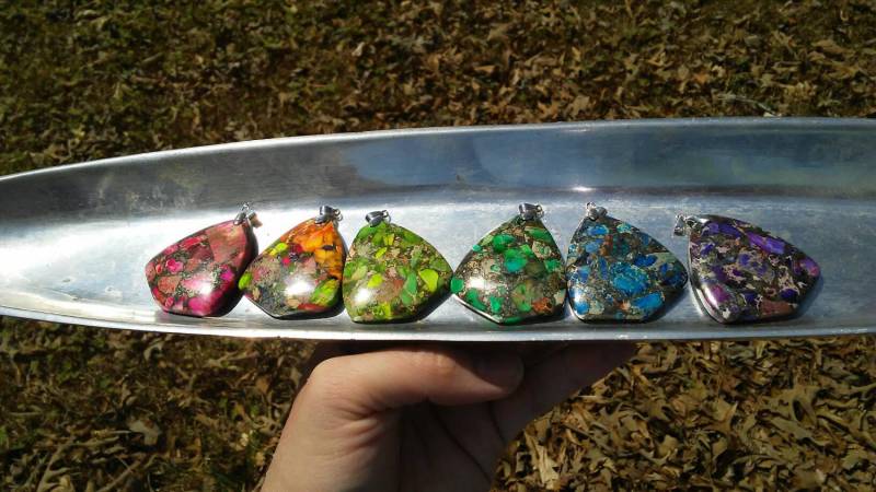 Wunderschöne Sediment Jaspis Stein Anhänger Halskette. 6 Verschiedene Farben Zur Auswahl von iLLstyles