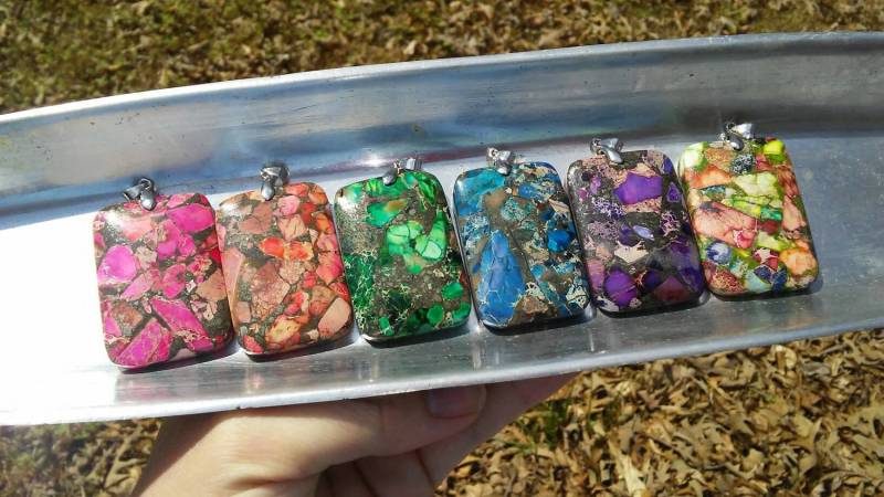 Wunderschöne Sediment Jaspis Stein Anhänger Halskette. 6 Verschiedene Farben Zur Auswahl von iLLstyles