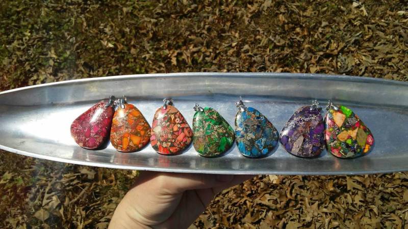 Wunderschöne Sediment Jaspis Stein Anhänger Halskette. 7 Verschiedene Farben Zur Auswahl von iLLstyles