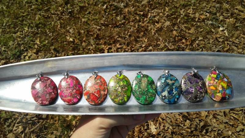 Wunderschöne Sediment Jaspis Stein Anhänger Halskette. 8 Verschiedene Farben Zur Auswahl von iLLstyles