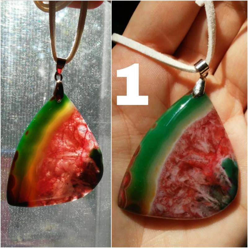 Wunderschöne Wassermelonen Achat Geode Kristall Anhänger Halskette. 10 Verschiedene Sorten Zur Auswahl von iLLstyles